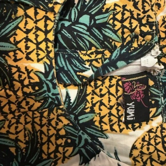 Retro Mid century Hawaiian Pineapple print Shift Mini Dress - Picture 15 of 16